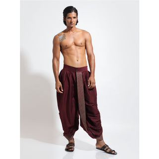 Pleated dhoti with embroidered border