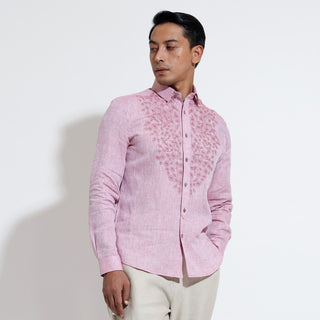 Long sleeve shirt with paisley couching embroidery