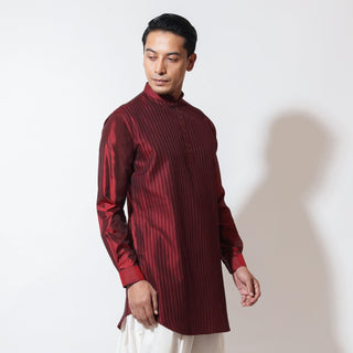 Pathan kurta with tonal flatlock on front