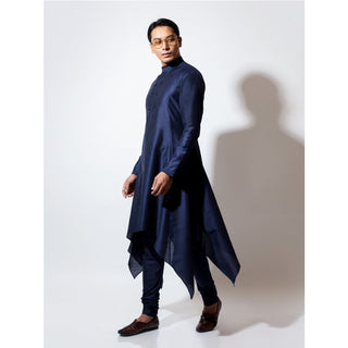 Handkerchief hem kurta with double button detail