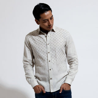 Long sleeve shirt with double tone star embroidery