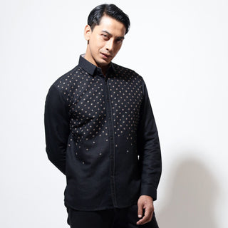 Long sleeve shirt with double tone star embroidery