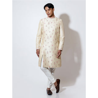 Sherwani with motif embroidery scatter on body with cropped pants