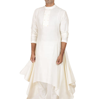 Handkerchief hem kurta with double button detail