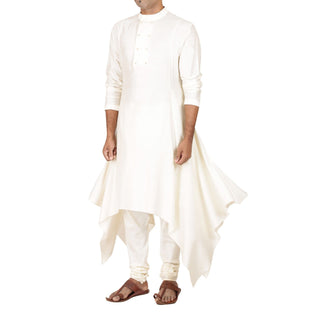 Handkerchief hem kurta with double button detail