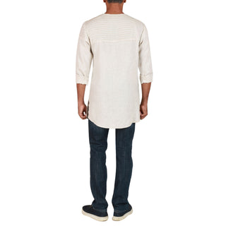 Short kurta in linen with off centre placket